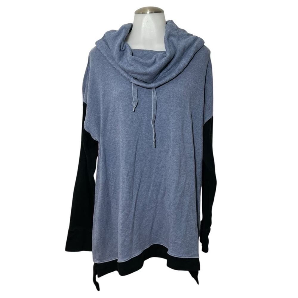 4 Hugs From Soft Surroundings Cowl Neck Pullover Sweater Womens Blue Long Sl